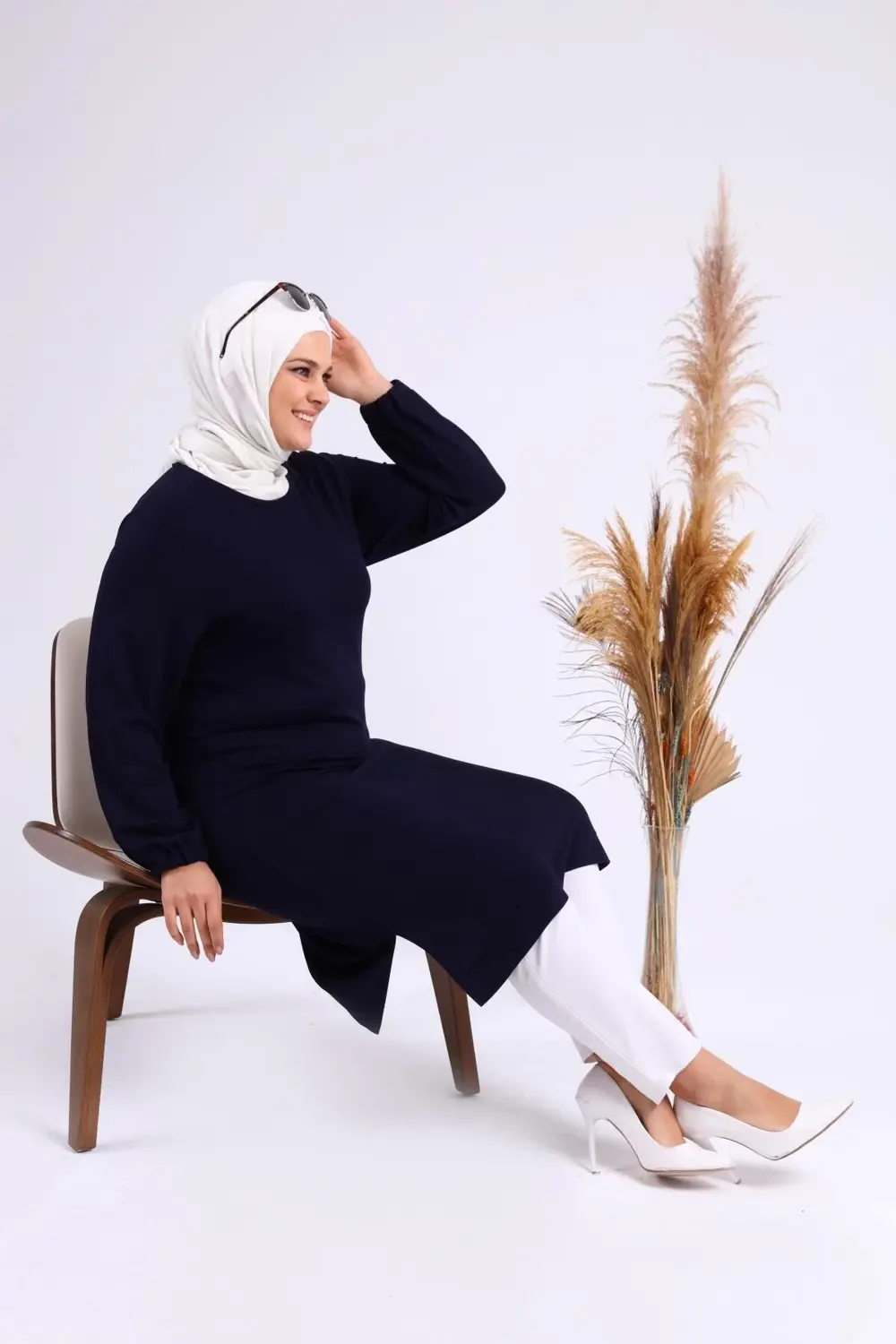 Kadın Büyük Beden Iki Iplik Penye Uzun Tesettür Tunik