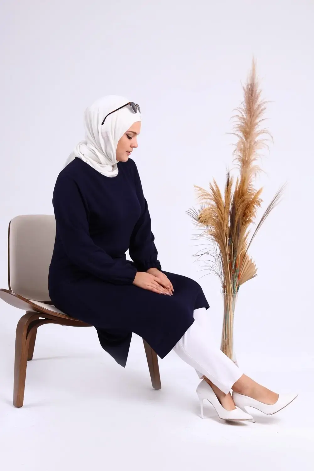 Kadın Büyük Beden Iki Iplik Penye Uzun Tesettür Tunik