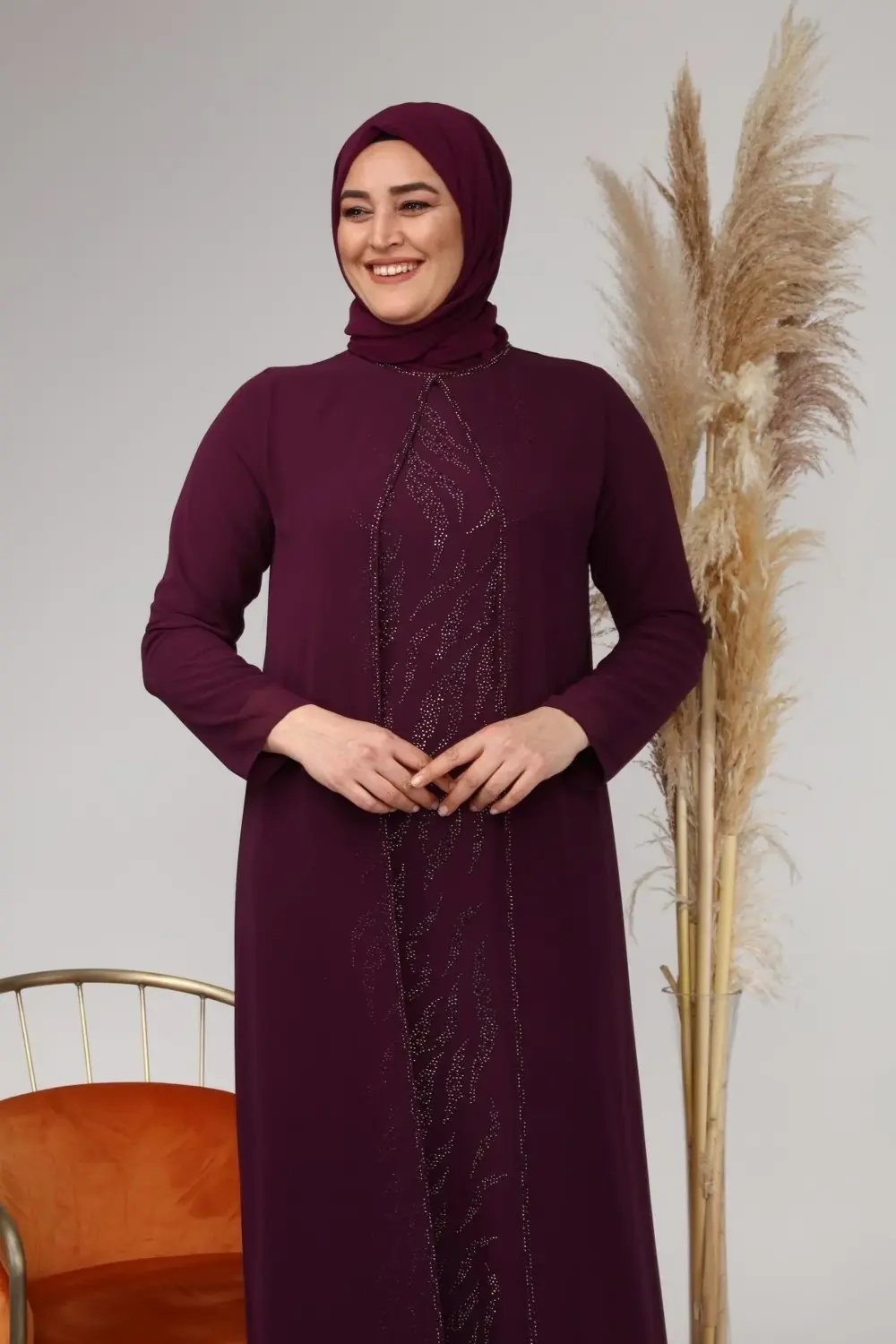 Kadin Buyuk Beden Işlemeli Ve Desenli Abiye Takım Elbise