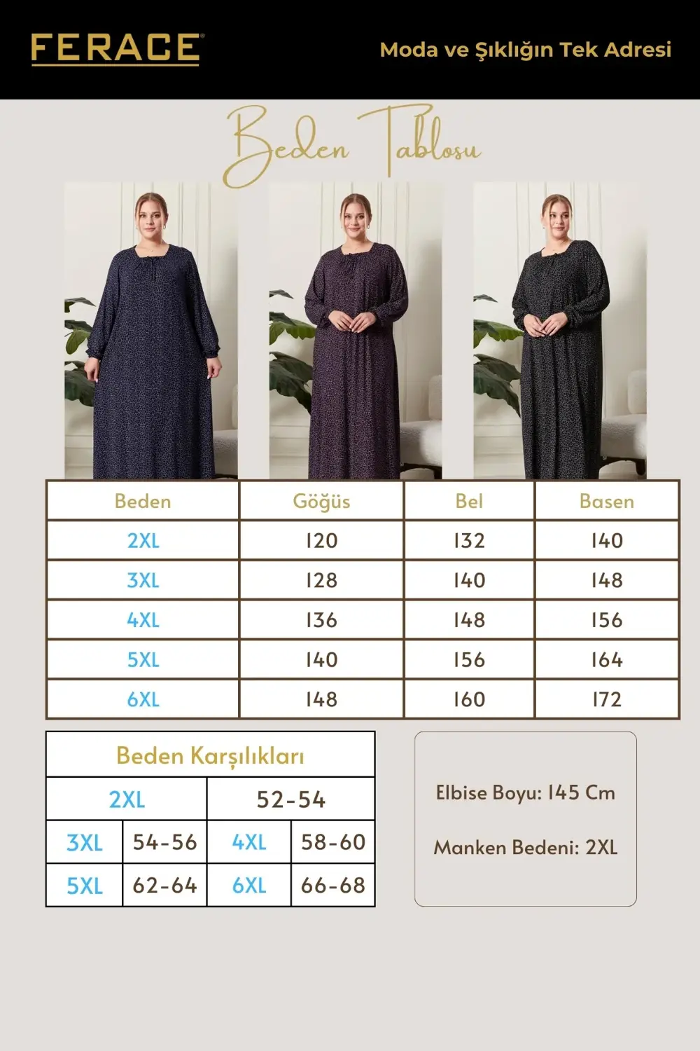 Kadın Büyük Beden Jakar Tesettür Anne Elbise