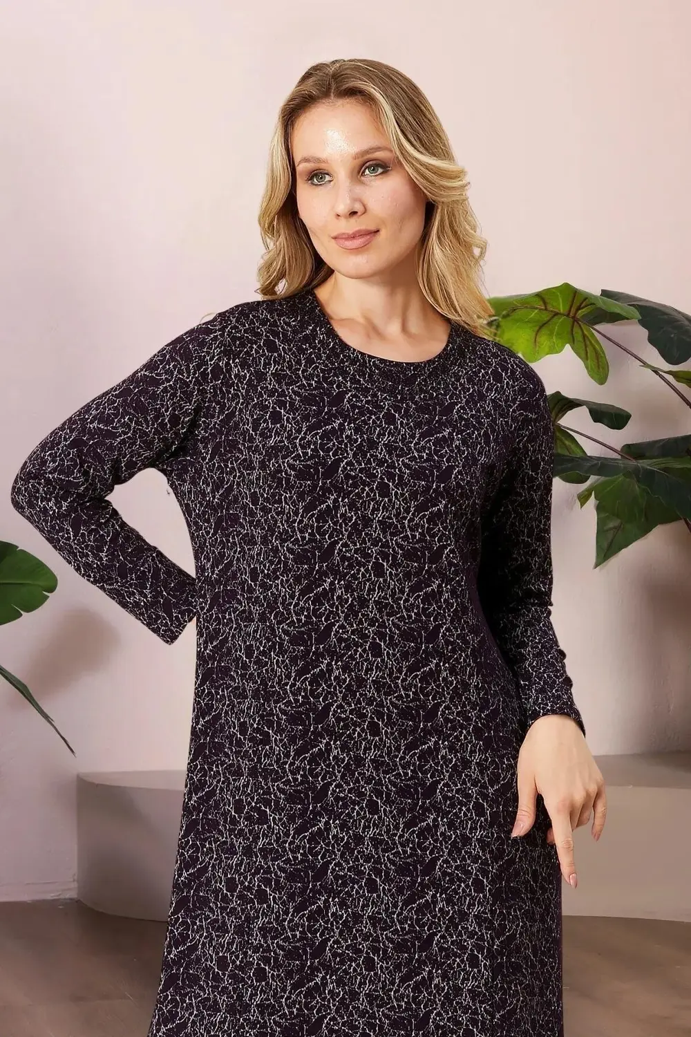 Kadın Büyük Beden Jakar Tesettür Anne Elbise