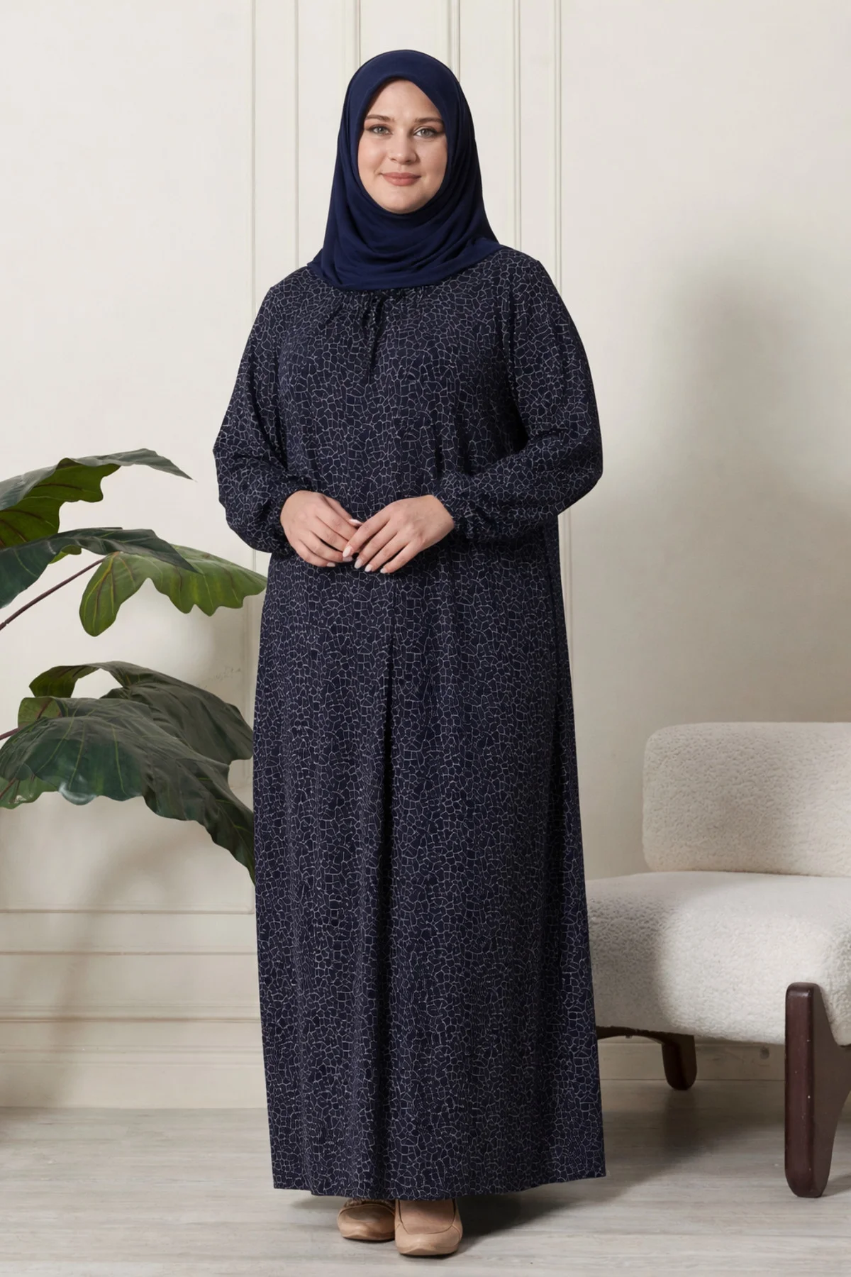 Kadın Buyuk Beden Kare Yaka Tesettür Elbise Kadın Buyuk Beden Kare Yaka Tesettür Elbise - Görsel 5