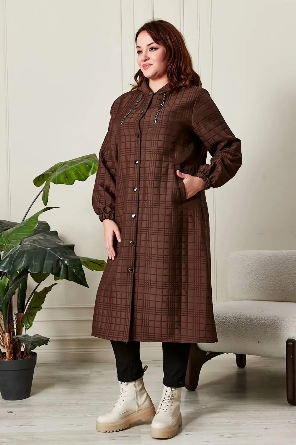 Kadın Büyük Beden Kapitone Kap