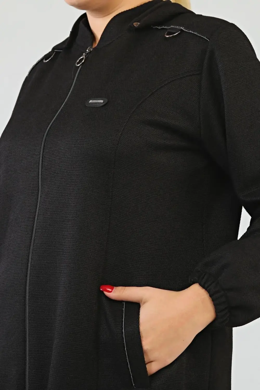 Kadin Buyuk Beden Kapşonlu Kislik Kap Kaban