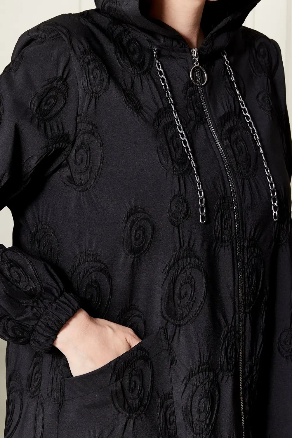 Kadın Büyük Beden Kapüşonlu Jakar Kap