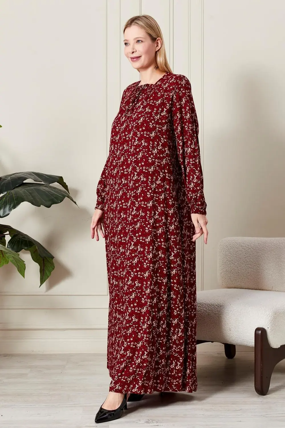 Kadın Büyük Beden Kare Yaka Çıtır Elbise