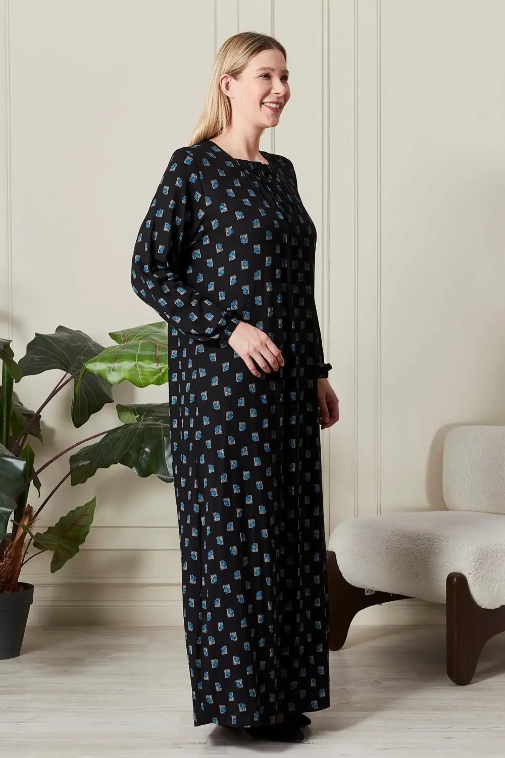 Kadın Büyük Beden Kare Yaka Elbise