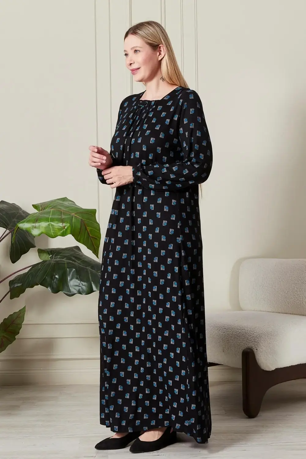 Kadın Büyük Beden Kare Yaka Elbise