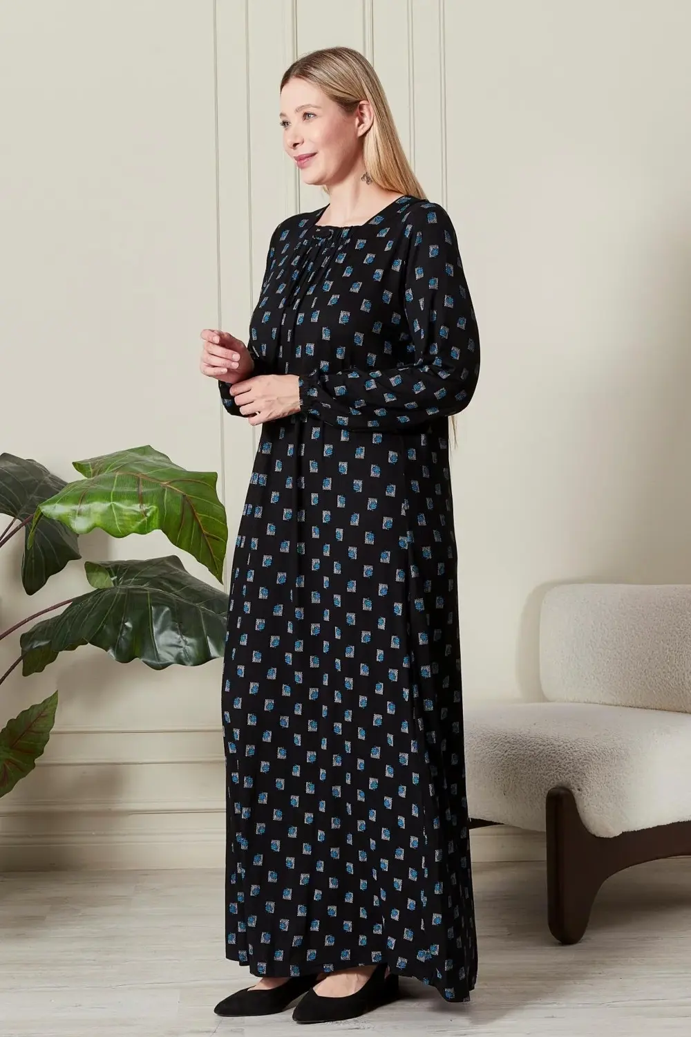 Kadın Büyük Beden Kare Yaka Elbise Kadın Büyük Beden Kare Yaka Elbise