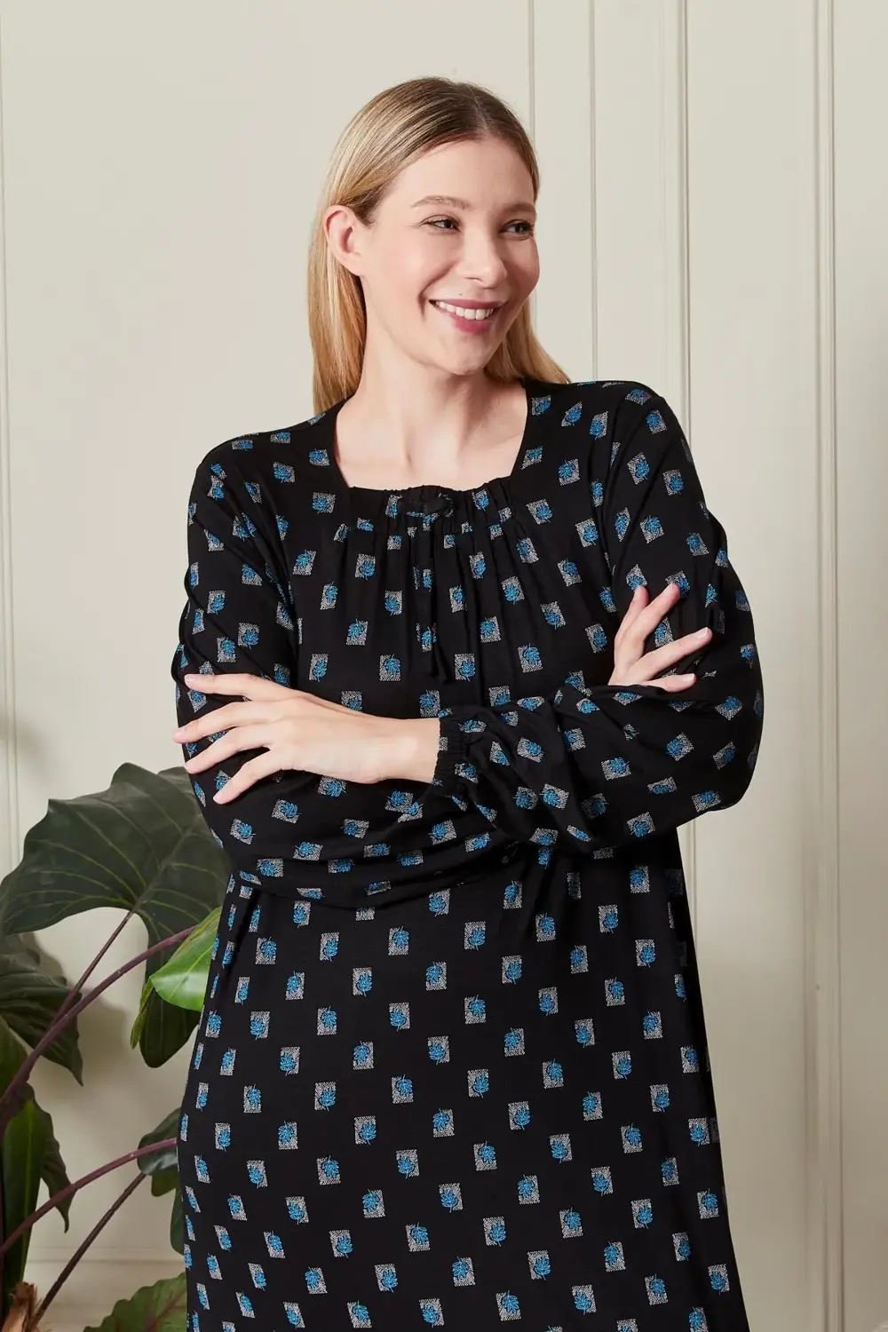 Kadın Büyük Beden Kare Yaka Elbise