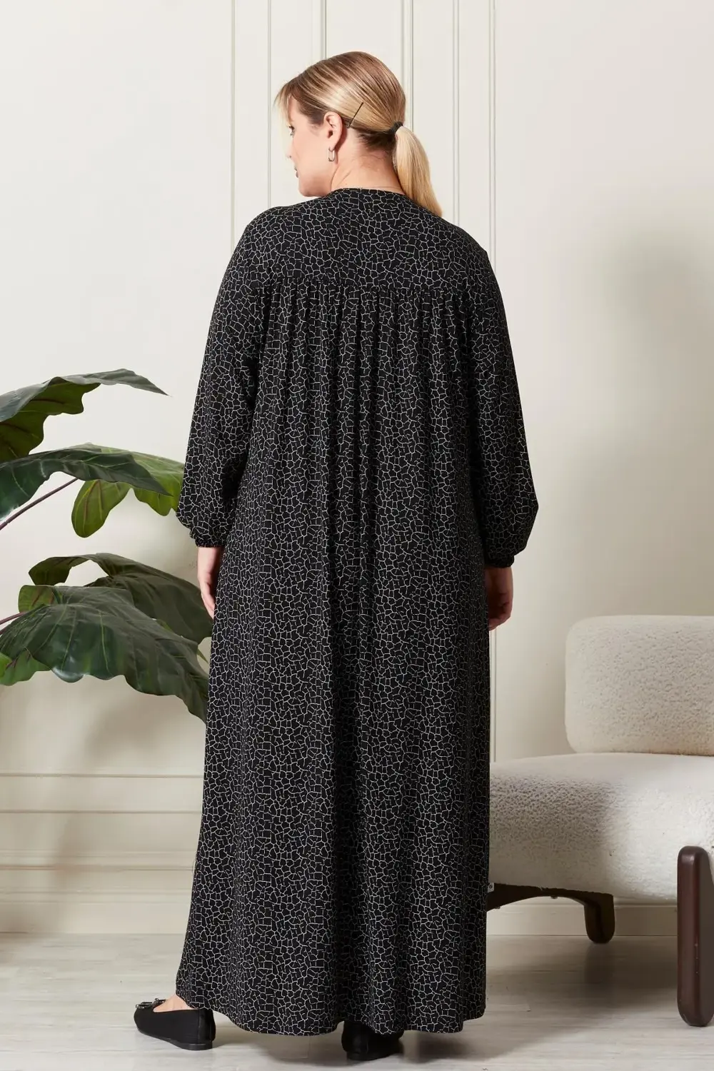 Kadın Buyuk Beden Kare Yaka Tesettür Elbise