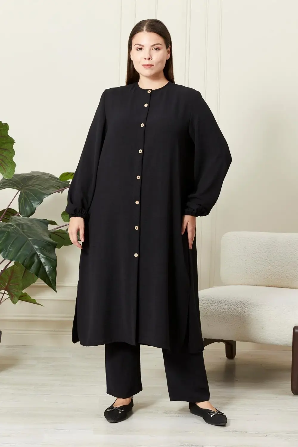 Kadın Büyük Beden Keten Ayrobin 2'li Takım