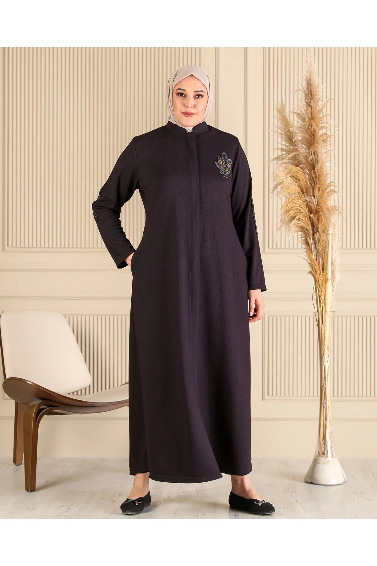 Kadın Buyuk Beden Kislik Tesettur Pardesu Tam Boy
