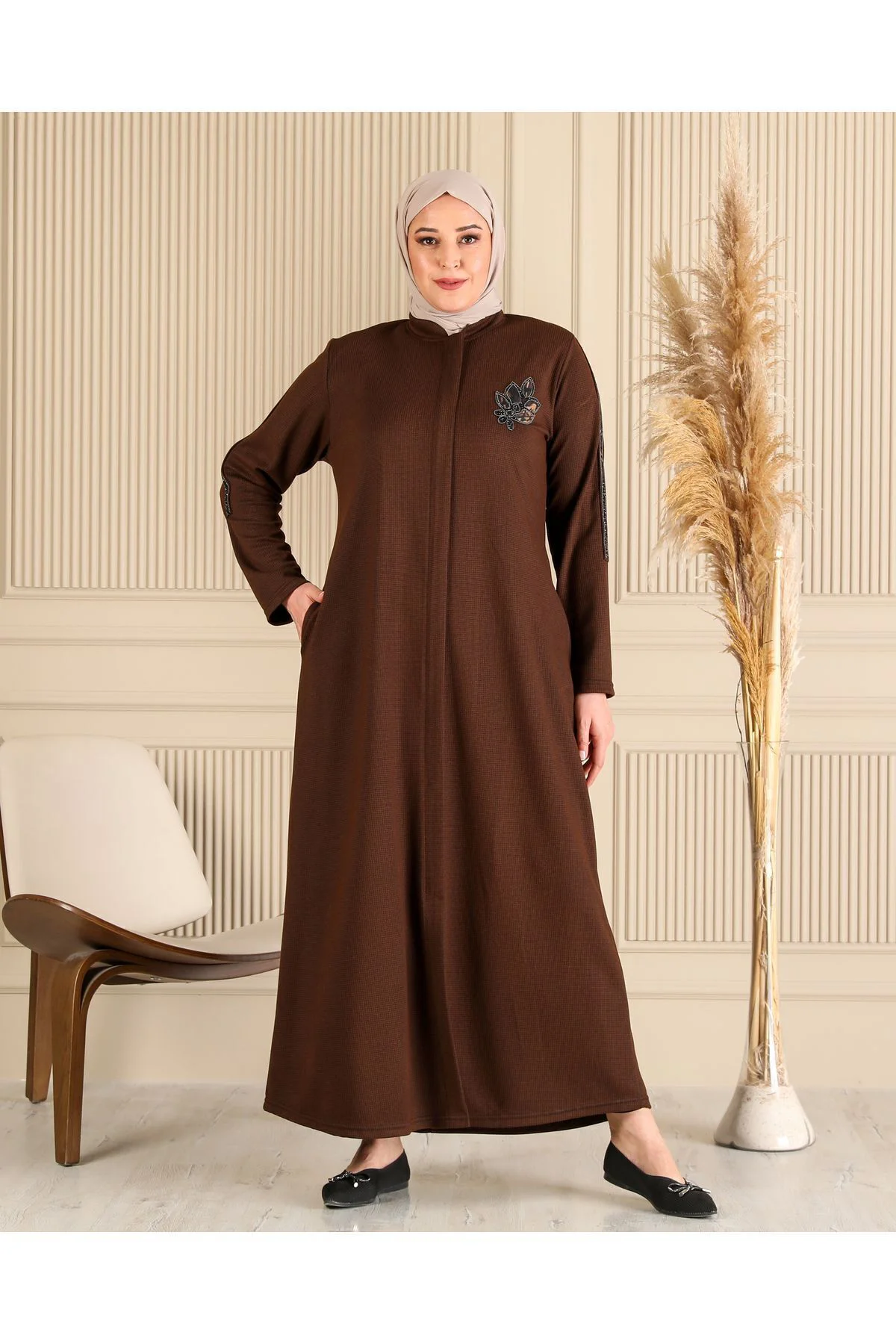 Kadın Buyuk Beden Kislik Tesettur Pardesu Tam Boy