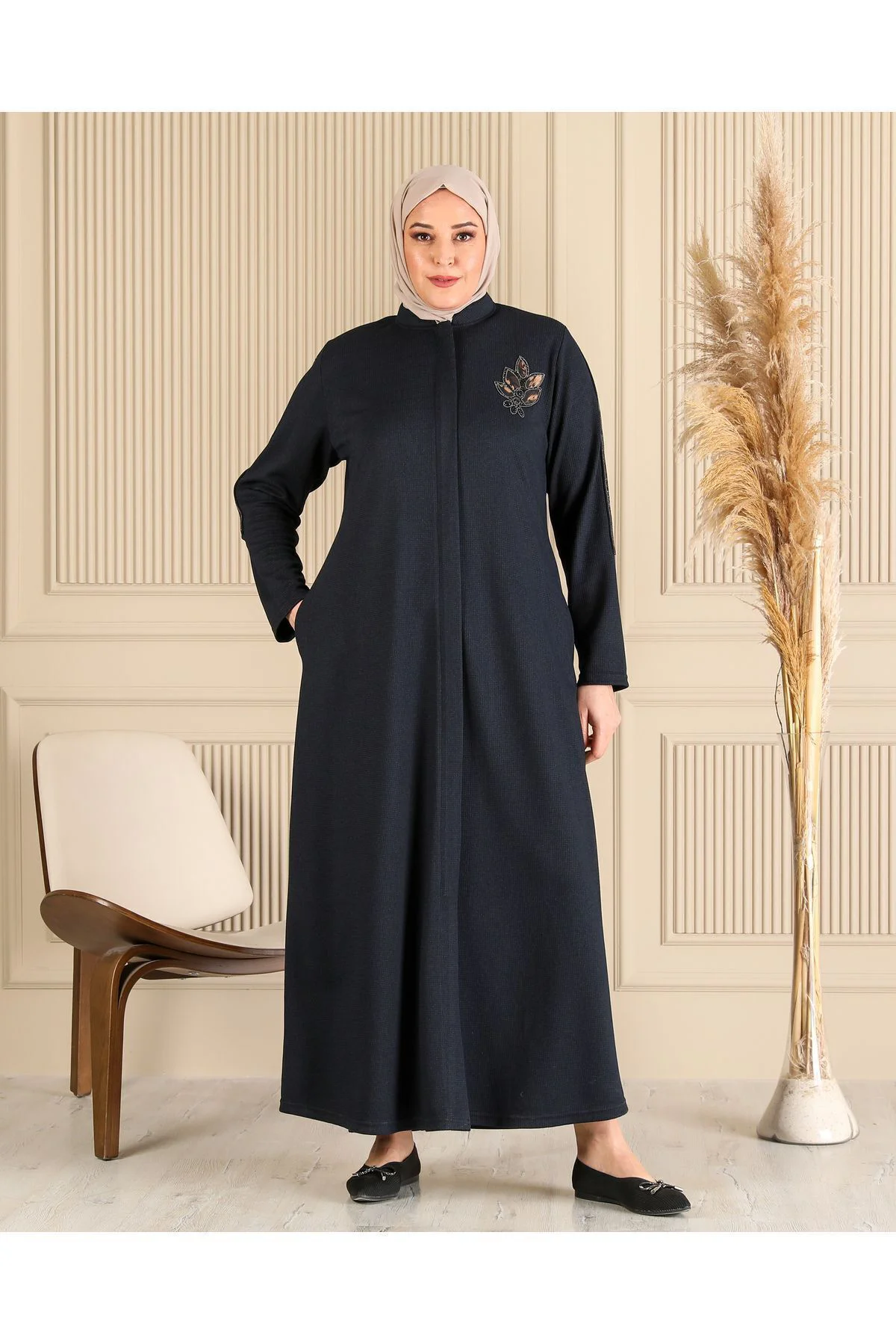 Kadın Buyuk Beden Kislik Tesettur Pardesu Tam Boy