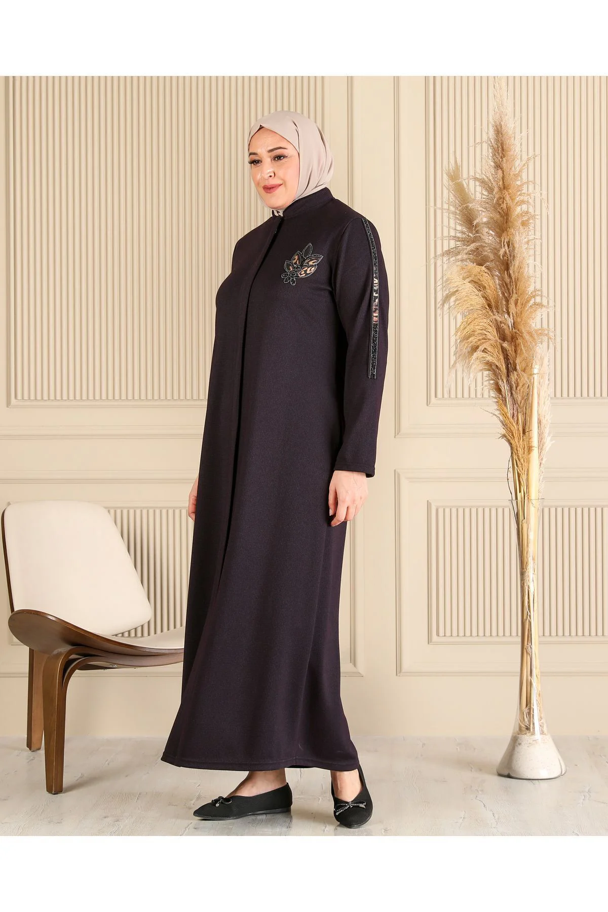 Kadın Buyuk Beden Kislik Tesettur Pardesu Tam Boy