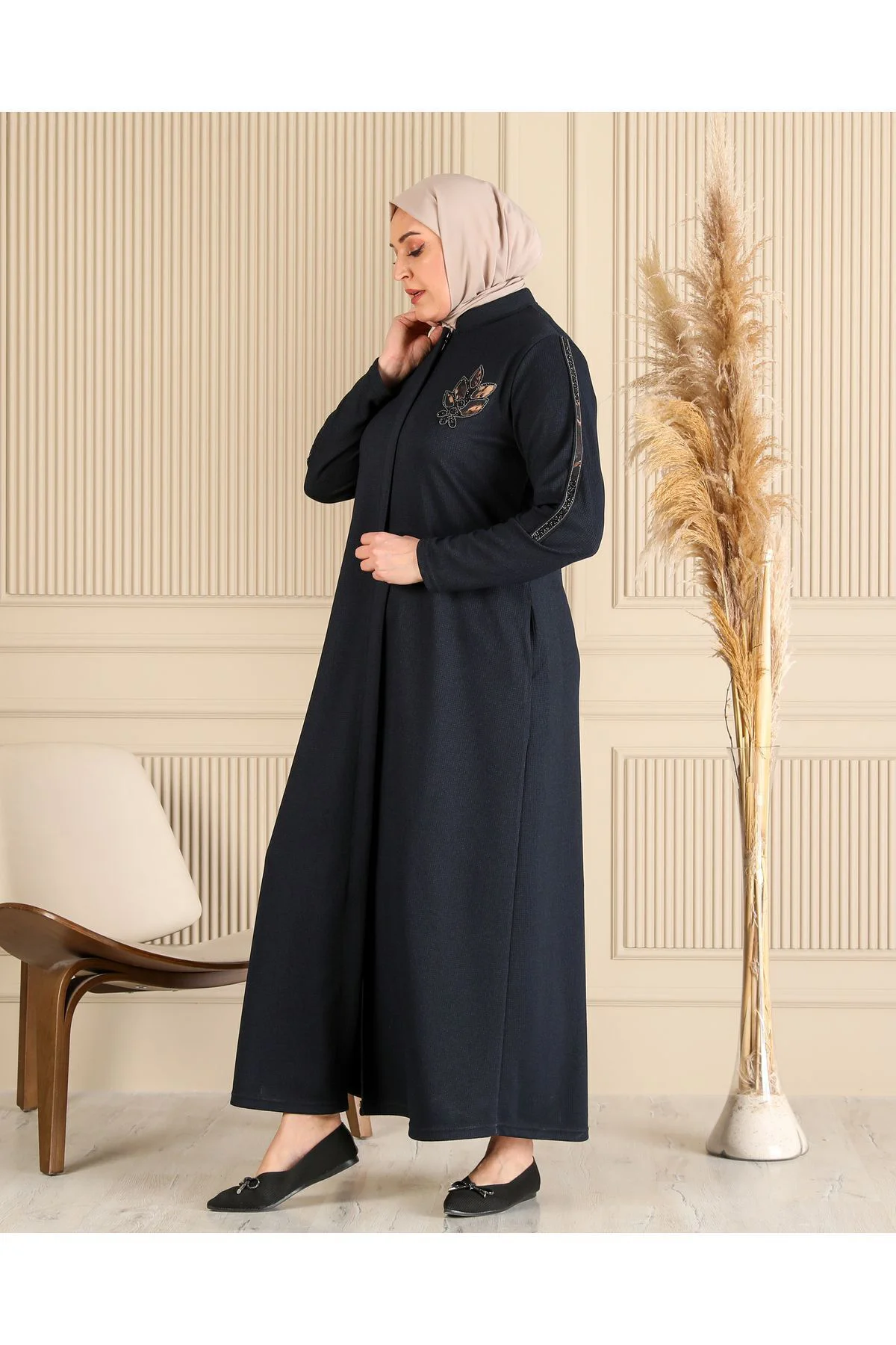 Kadın Buyuk Beden Kislik Tesettur Pardesu Tam Boy