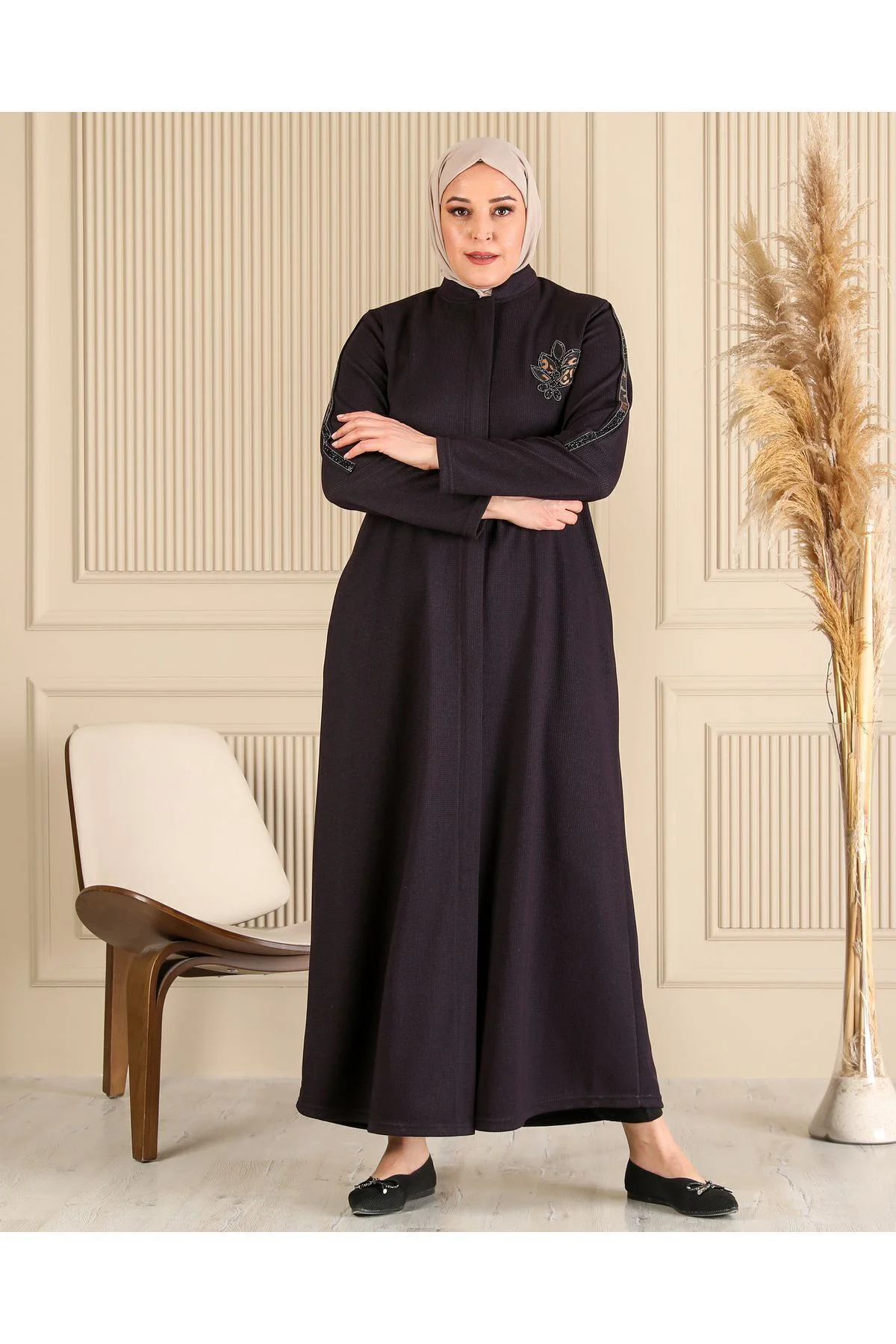Kadın Buyuk Beden Kislik Tesettur Pardesu Tam Boy