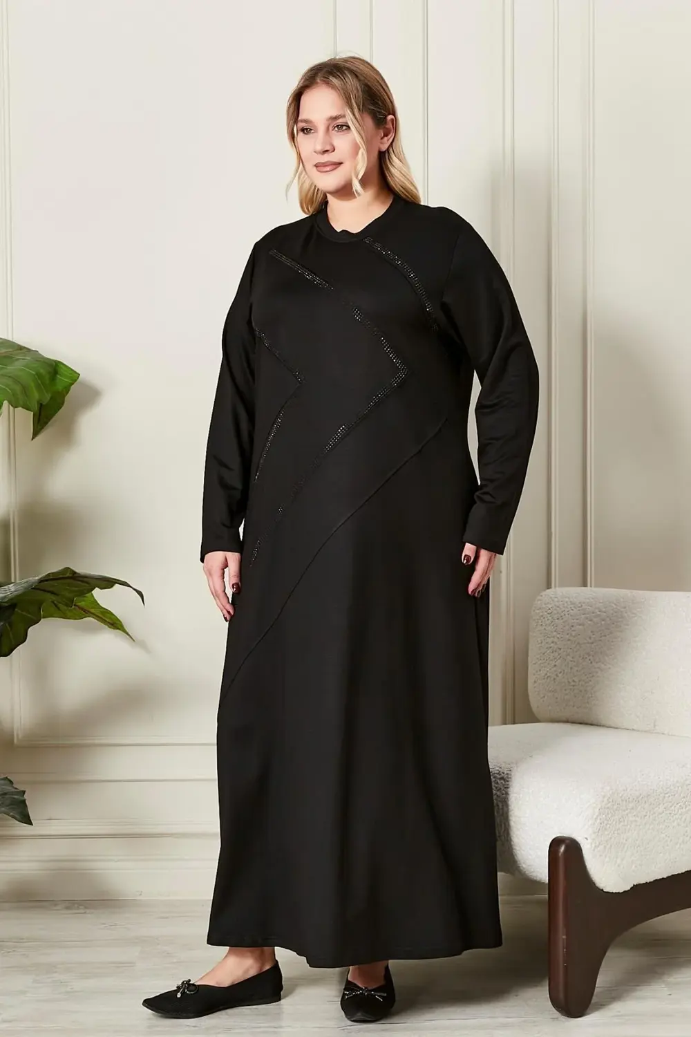 Kadın Büyük Beden Kristal Penye Elbise