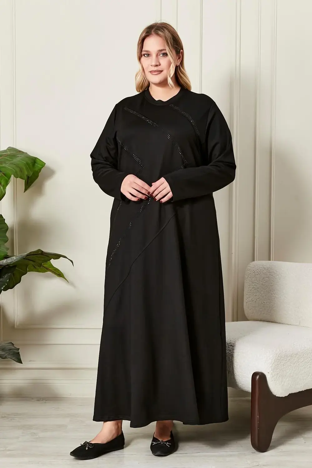 Kadın Büyük Beden Kristal Penye Elbise