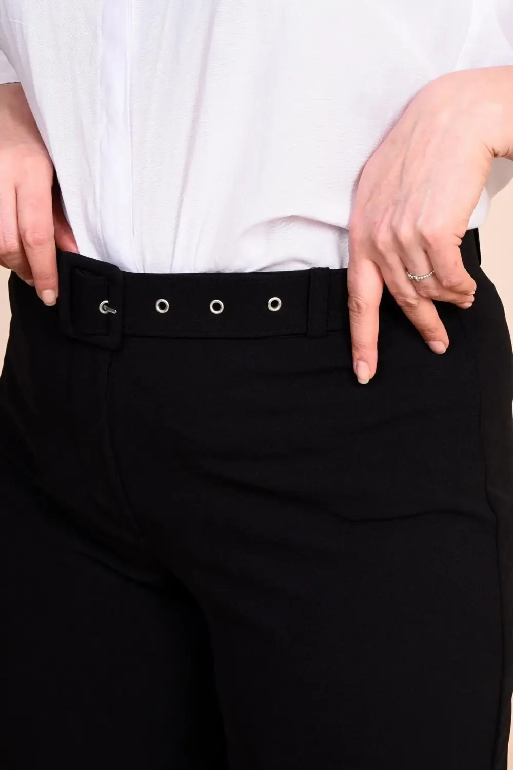 Kadin Buyuk Beden Kumas Pantolon Kemerli Ve Geniş Paça Palazzo Mo