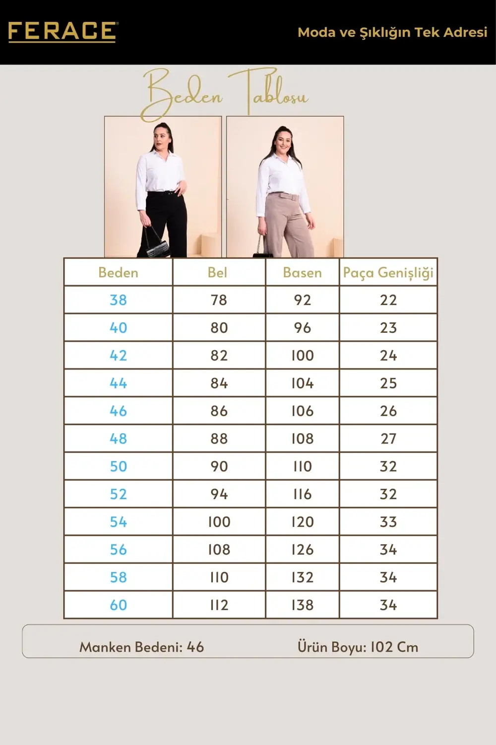 Kadin Buyuk Beden Kumas Pantolon Kemerli Ve Geniş Paça Palazzo Mo