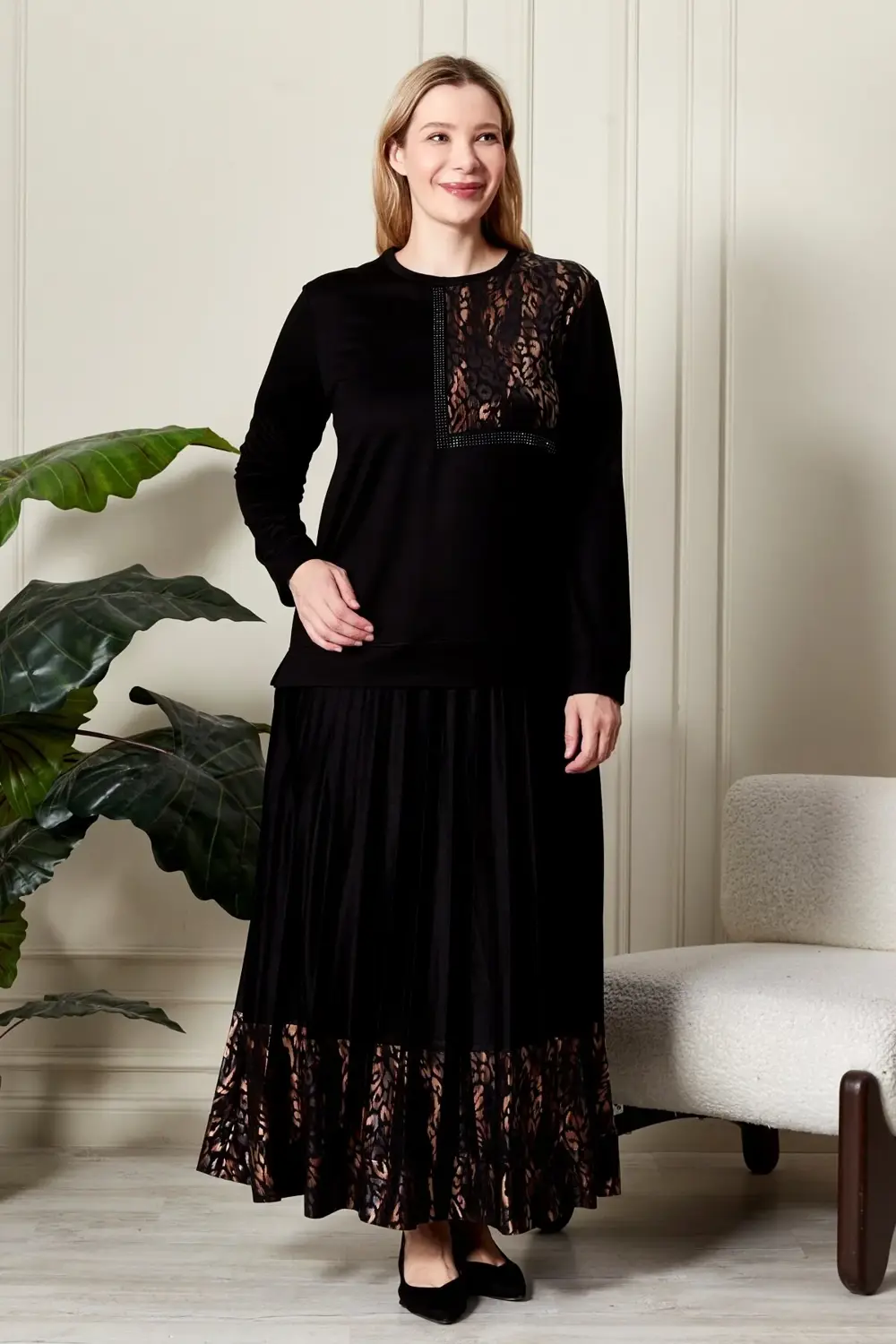 Kadin Büyük Beden Leoparlı Takım