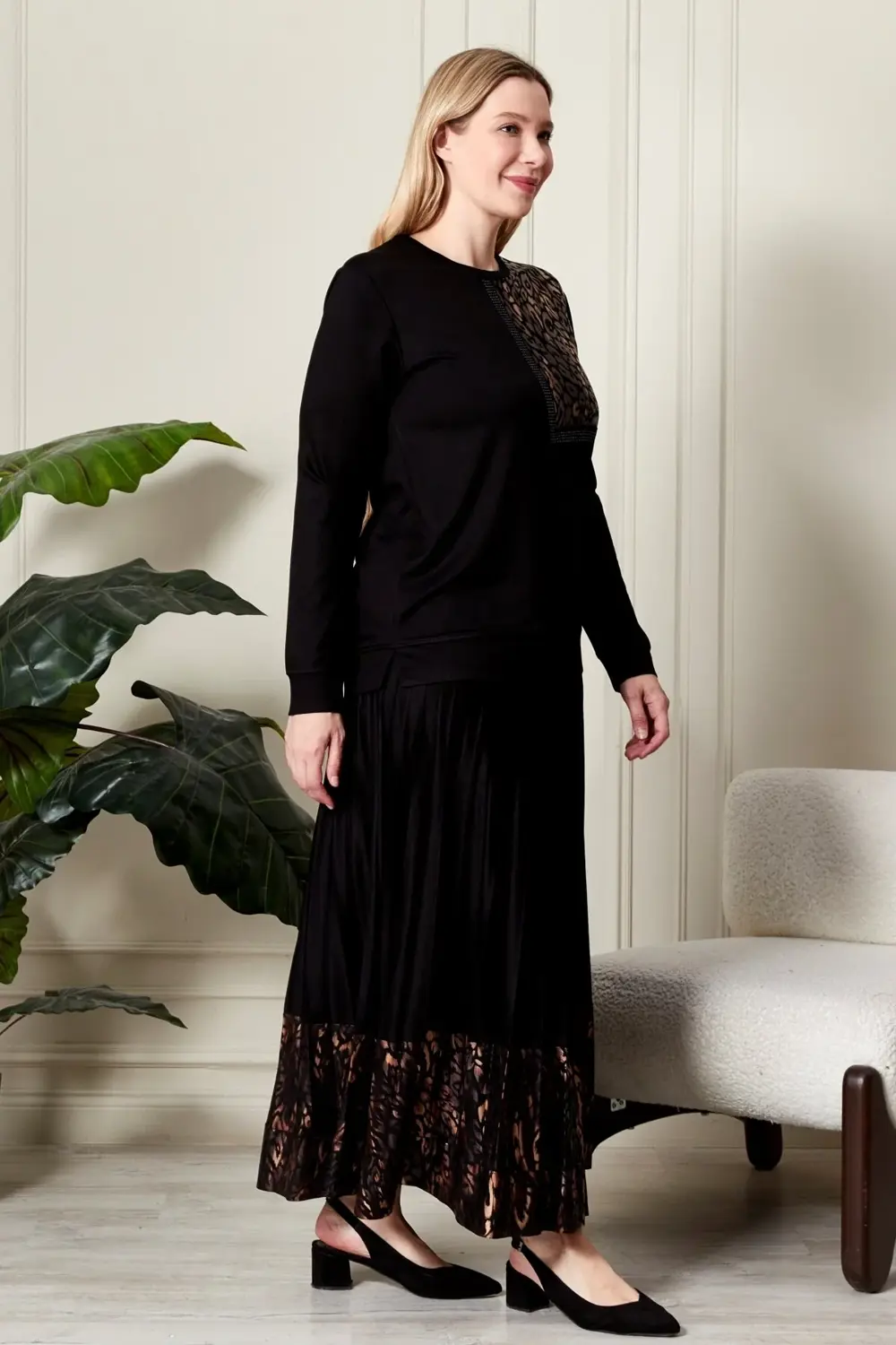 Kadin Büyük Beden Leoparlı Takım