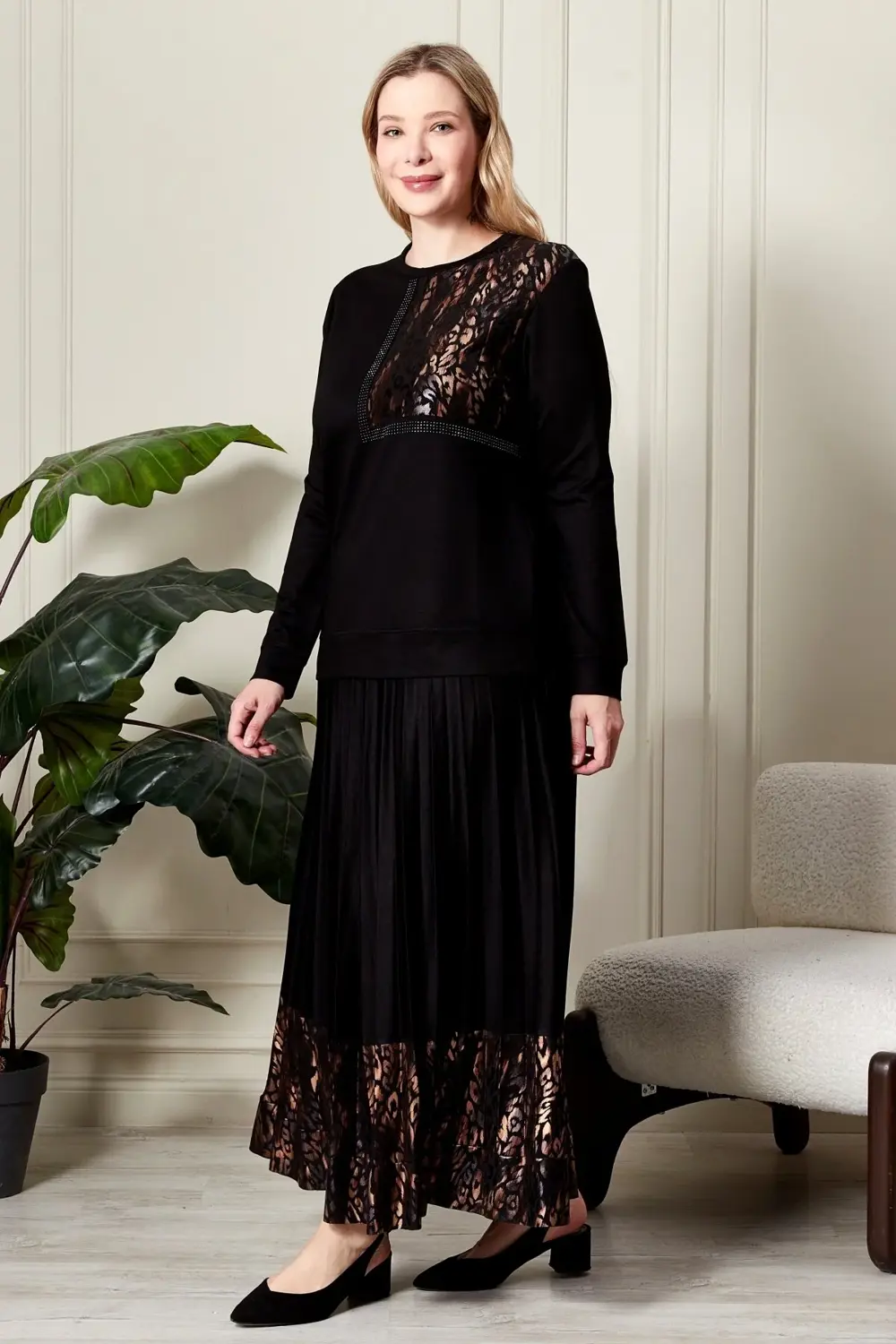 Kadin Büyük Beden Leoparlı Takım