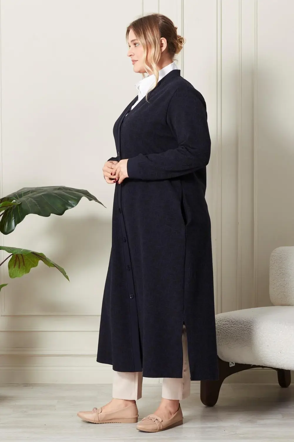 Kadın Büyük Beden Mevsimlik Yüksek Kalite Çelik Uzun Hırka