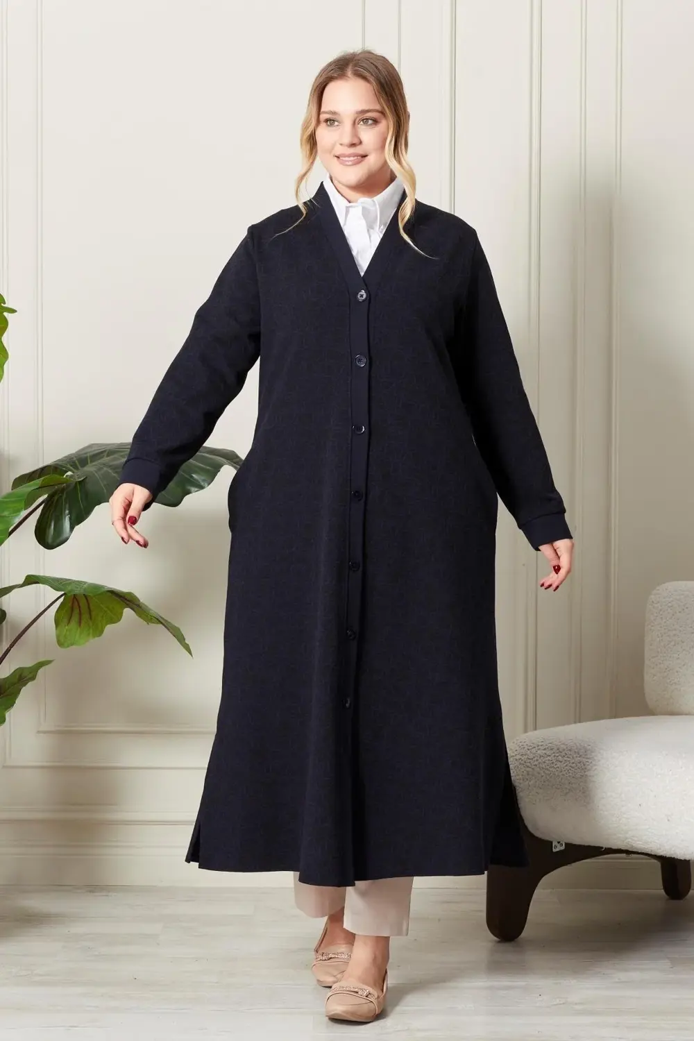 Kadın Büyük Beden Mevsimlik Yüksek Kalite Çelik Uzun Hırka