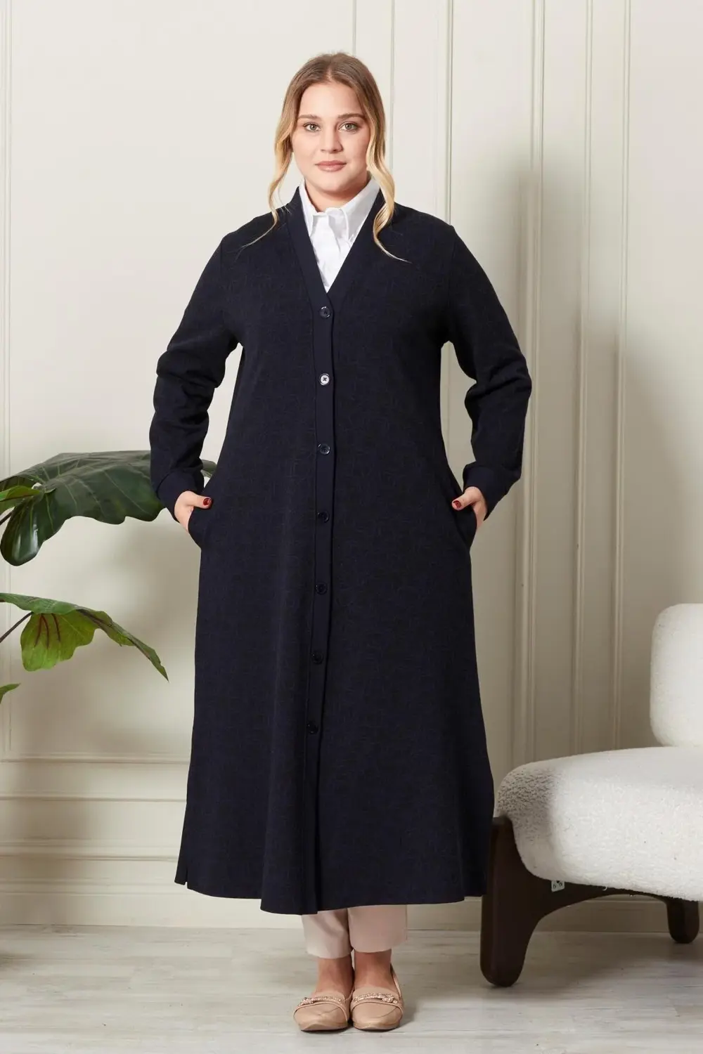 Kadın Büyük Beden Mevsimlik Yüksek Kalite Çelik Uzun Hırka