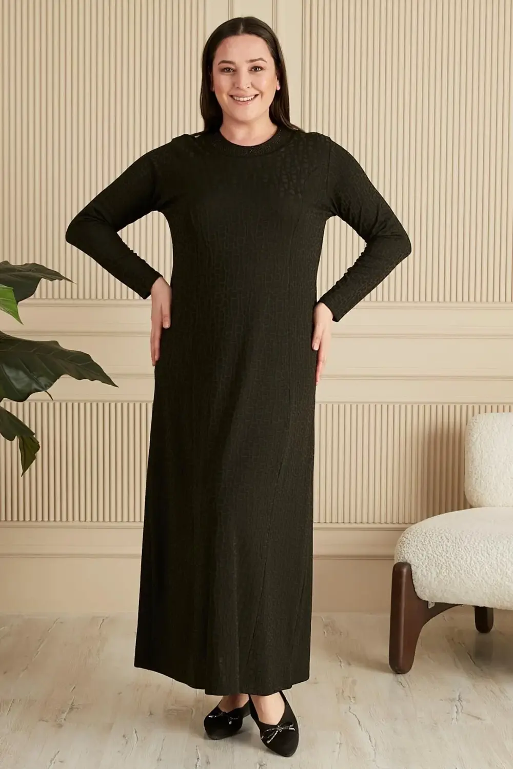 Kadın Büyük Beden Nergiz Jakar Tesettür Anne Elbise