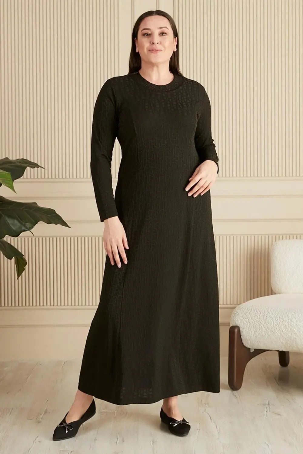 Kadın Büyük Beden Nergiz Jakar Tesettür Anne Elbise