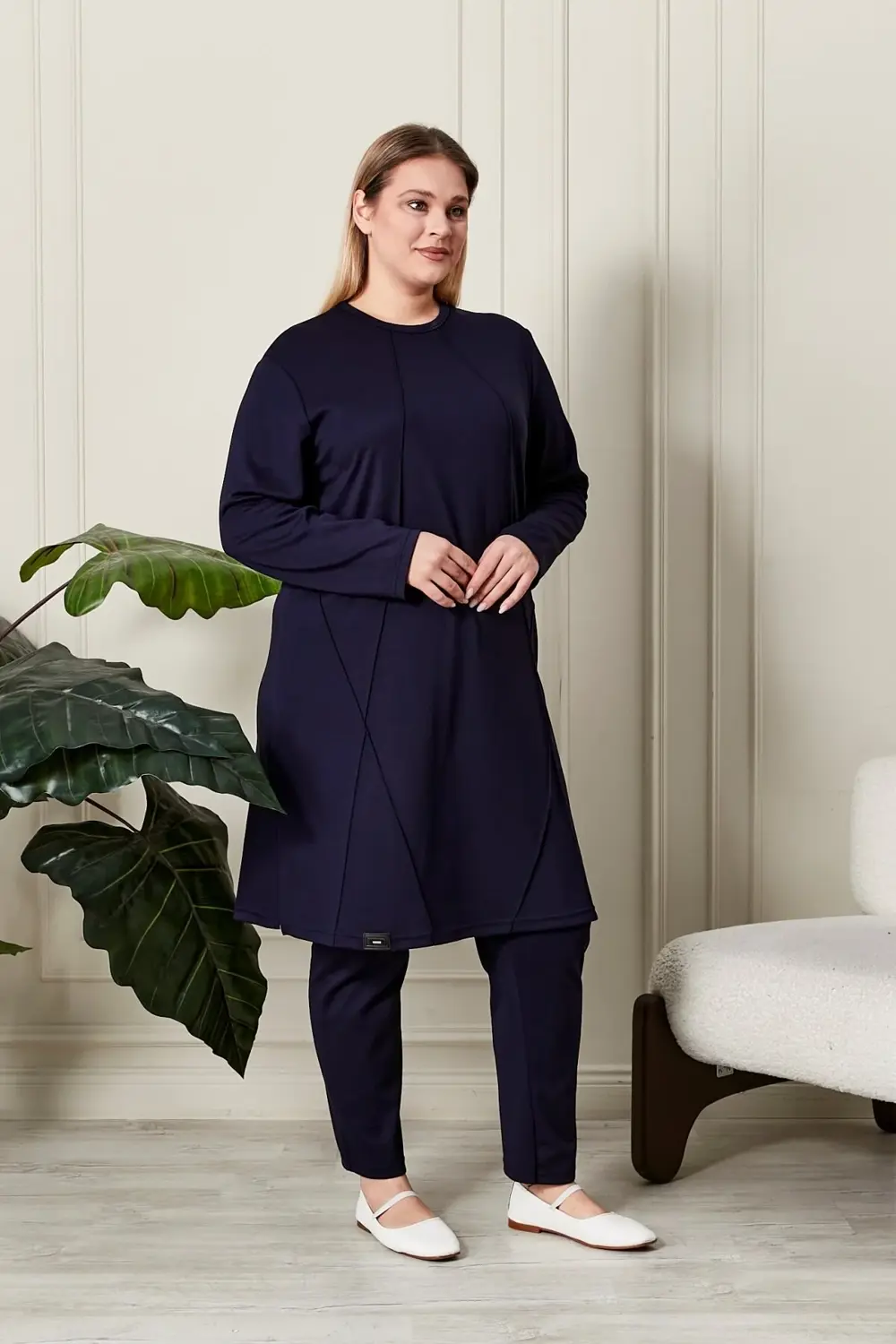 Kadın Büyük Beden Nervürlü Takım