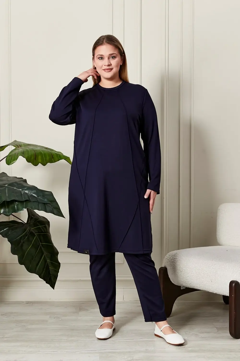 Kadın Büyük Beden Nervürlü Takım