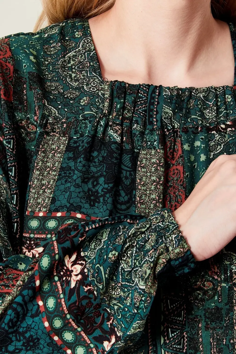 Kadın Büyük Beden Osmnalı Etnik Desen Elbise