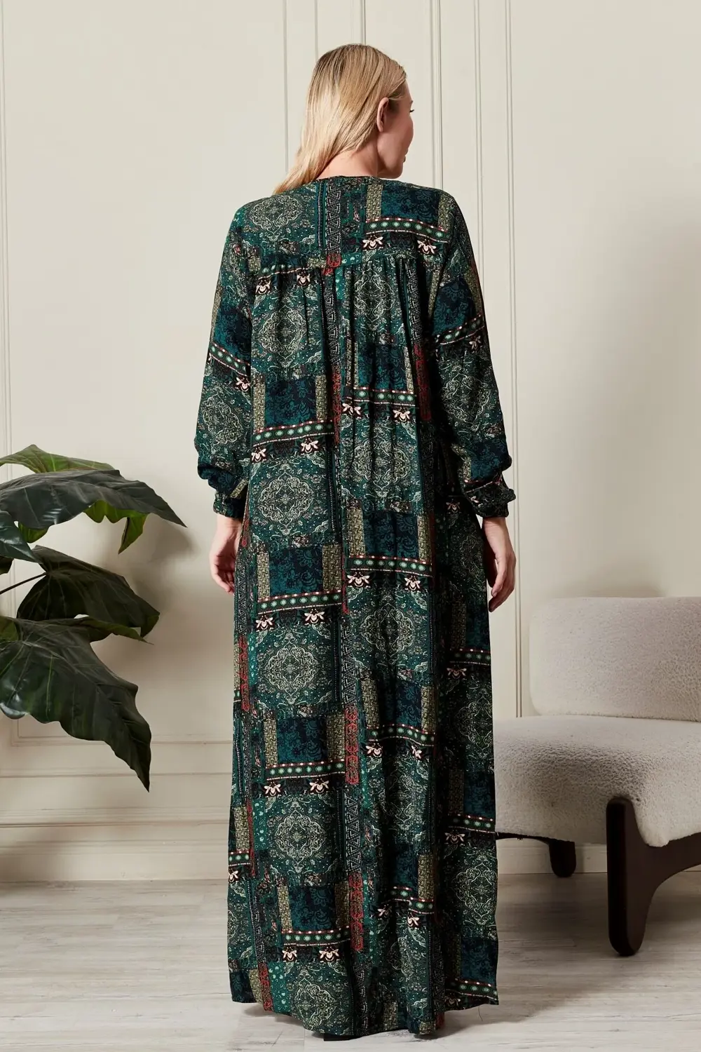 Kadın Büyük Beden Osmnalı Etnik Desen Elbise