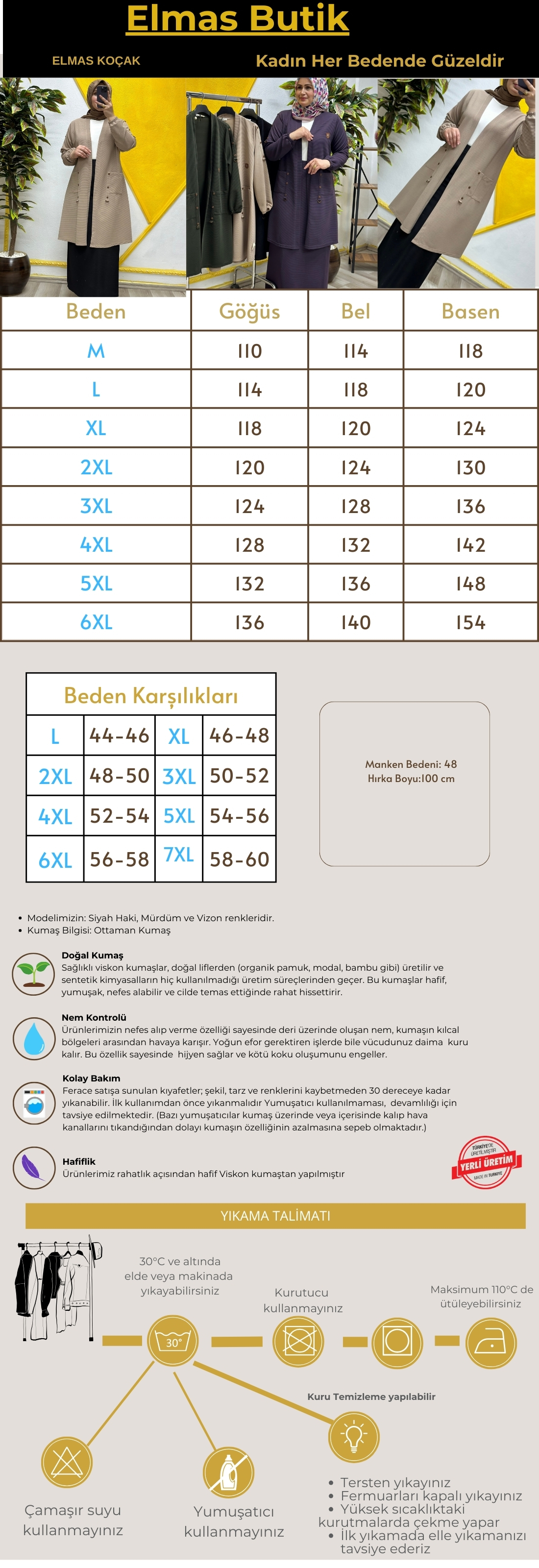 Elmas Tesettür Kadın Büyük Beden Ottoman Cepli Çelik Hırka