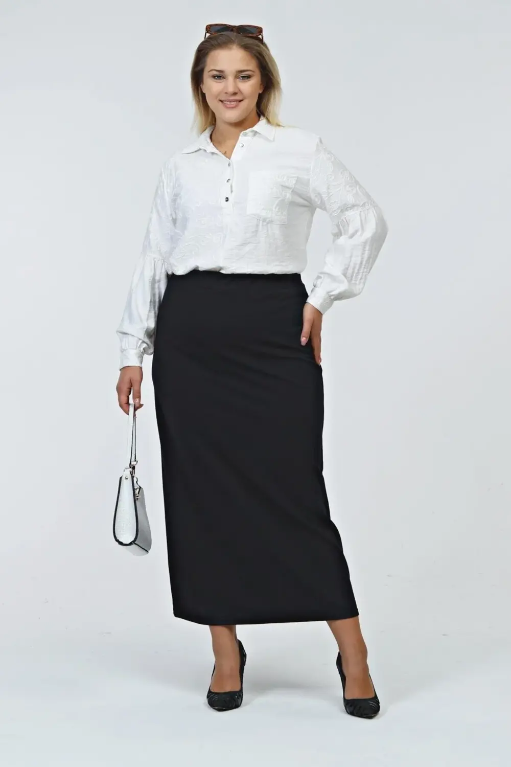 Kadin Buyuk Beden Ottoman Çelik Astarlı Mevsimlik Kalem Etek Örme