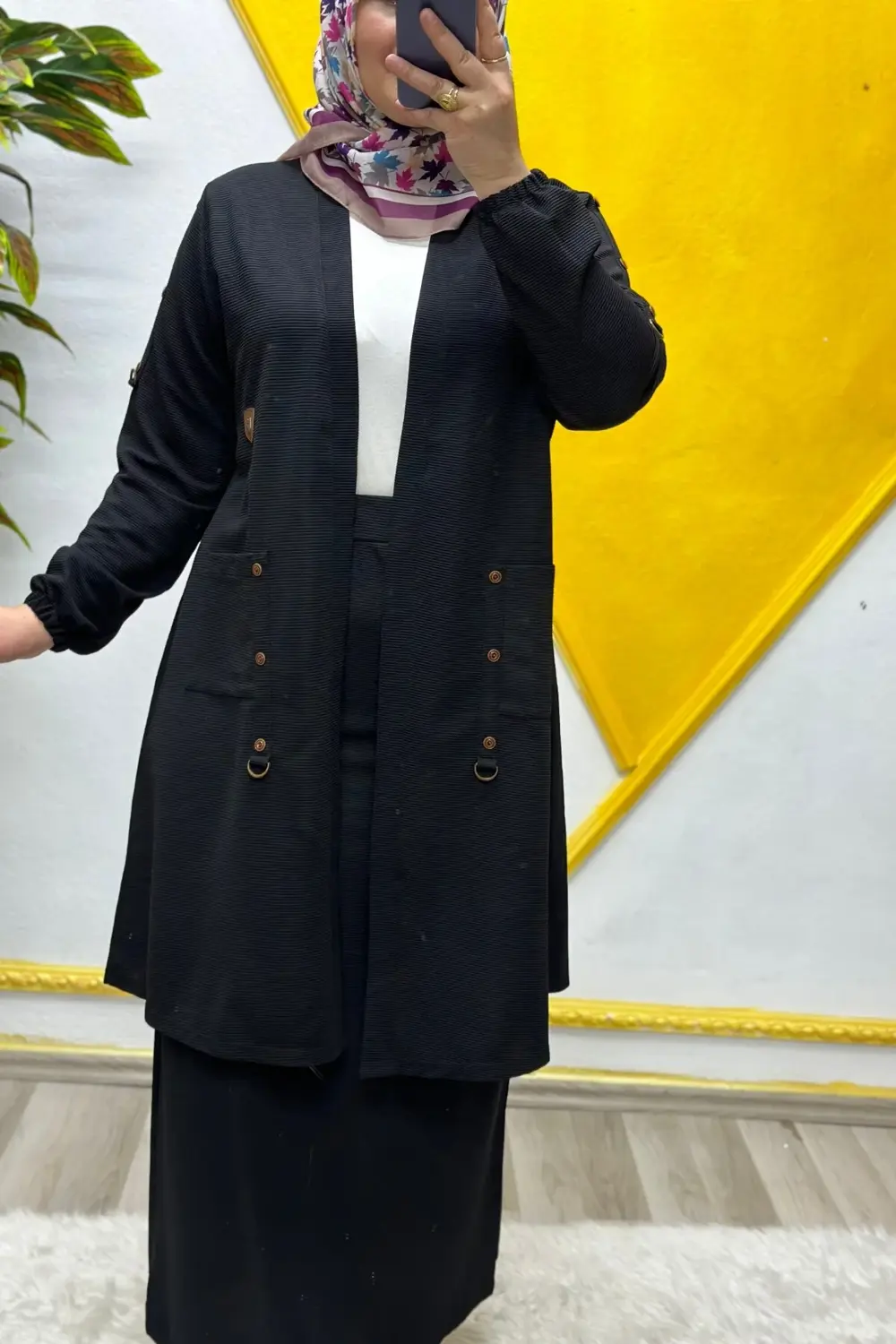 Kadın Büyük Beden Ottoman Cepli Çelik Hırka