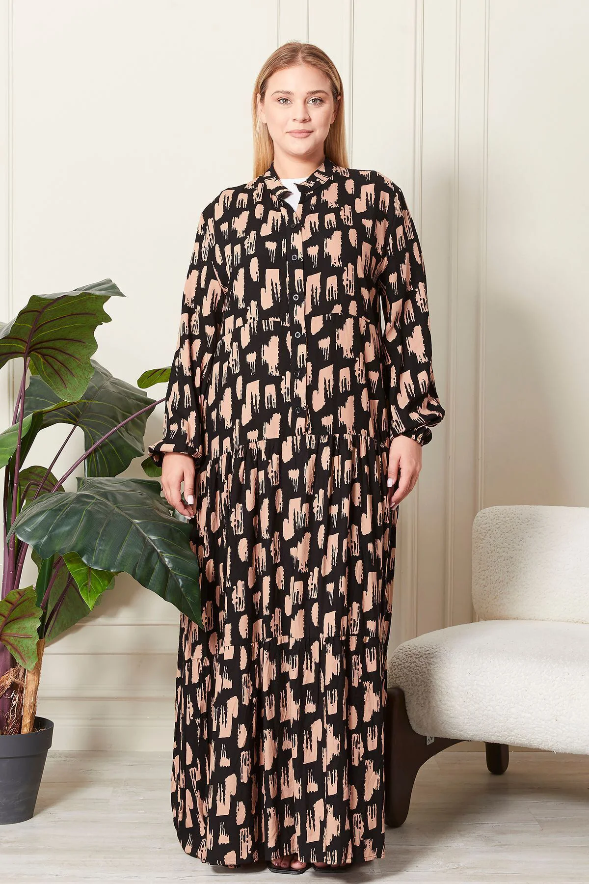 Kadin Buyuk Beden Oversize Rahat Kalıp Yazlik Elbise Alaçatı Mode