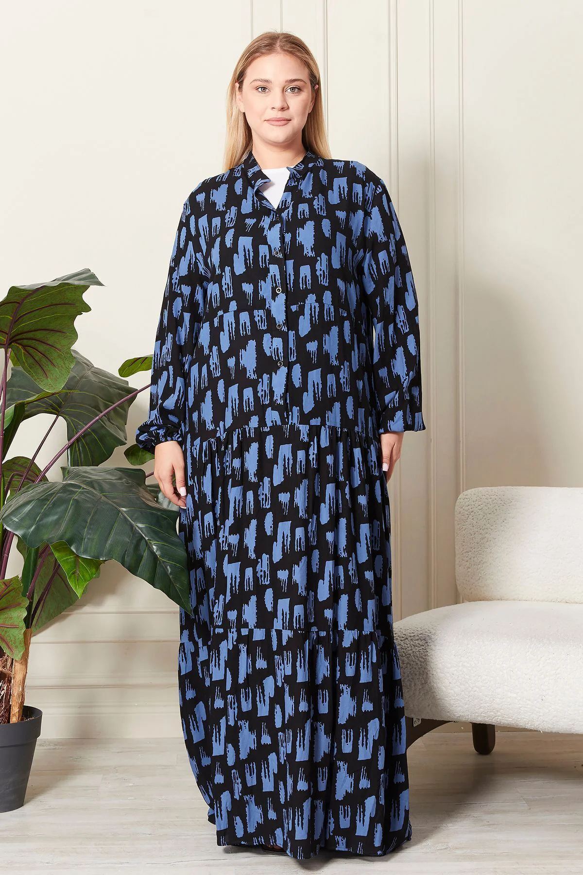 Kadin Buyuk Beden Oversize Rahat Kalıp Yazlik Elbise Alaçatı Mode