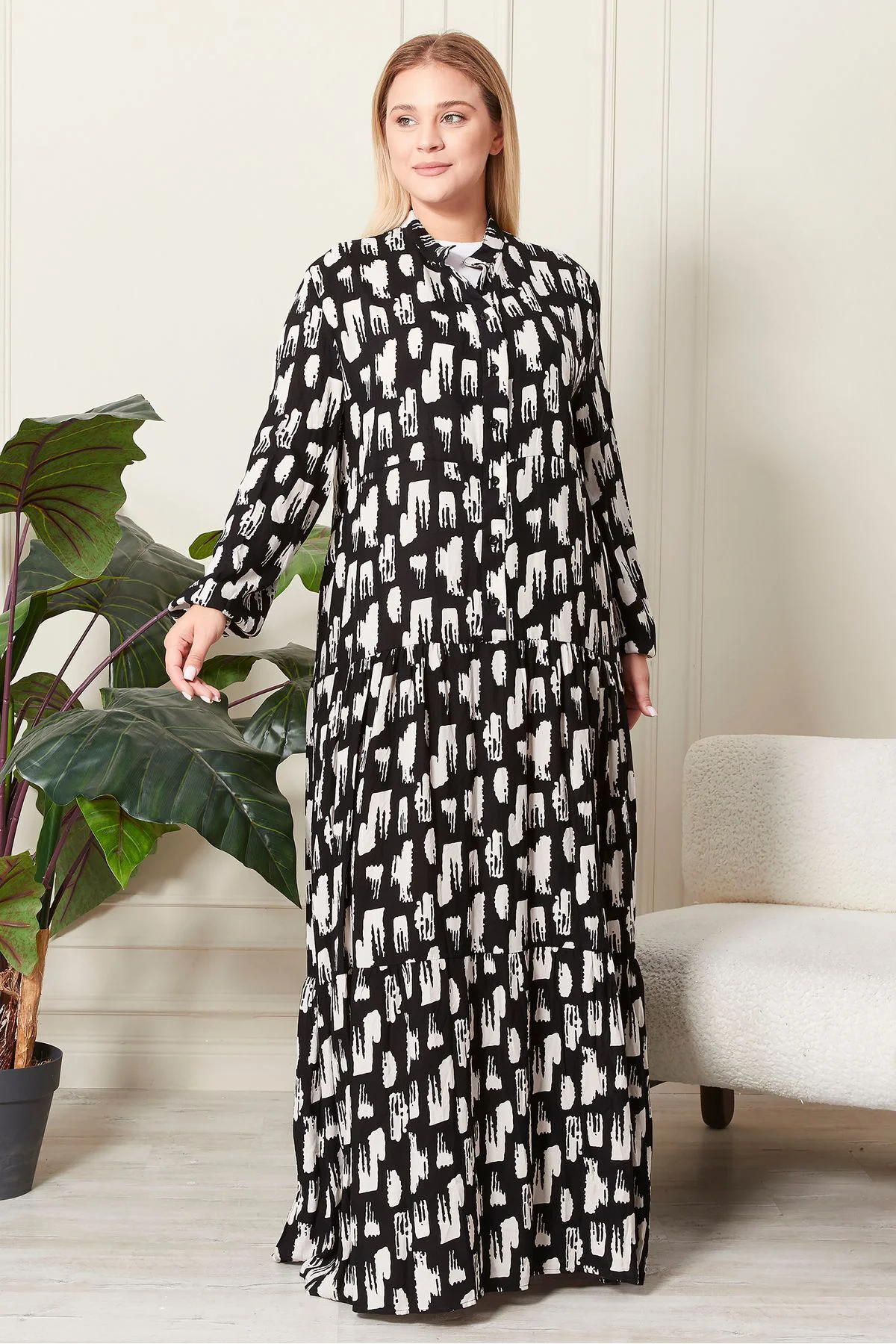 Kadin Buyuk Beden Oversize Rahat Kalıp Yazlik Elbise Alaçatı Mode