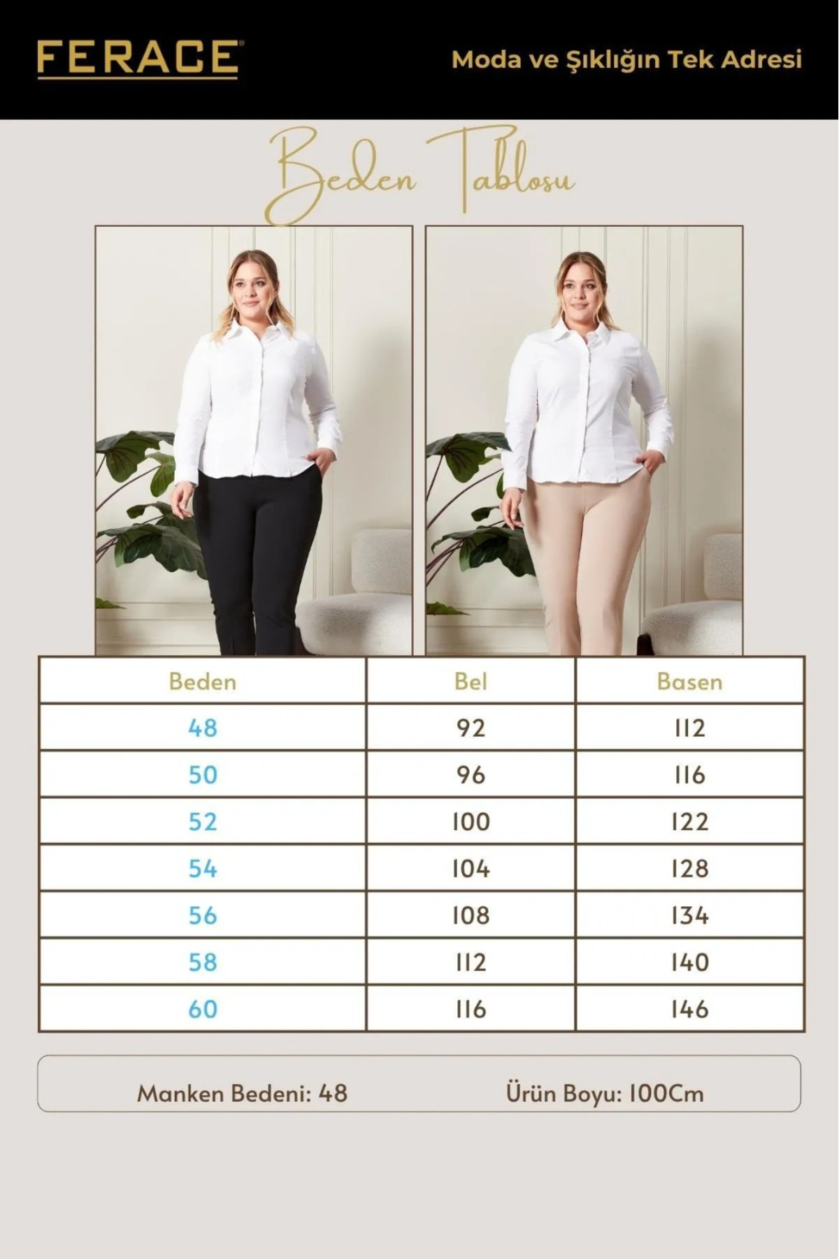 Ferace Kadın Büyük Beden Pantolon