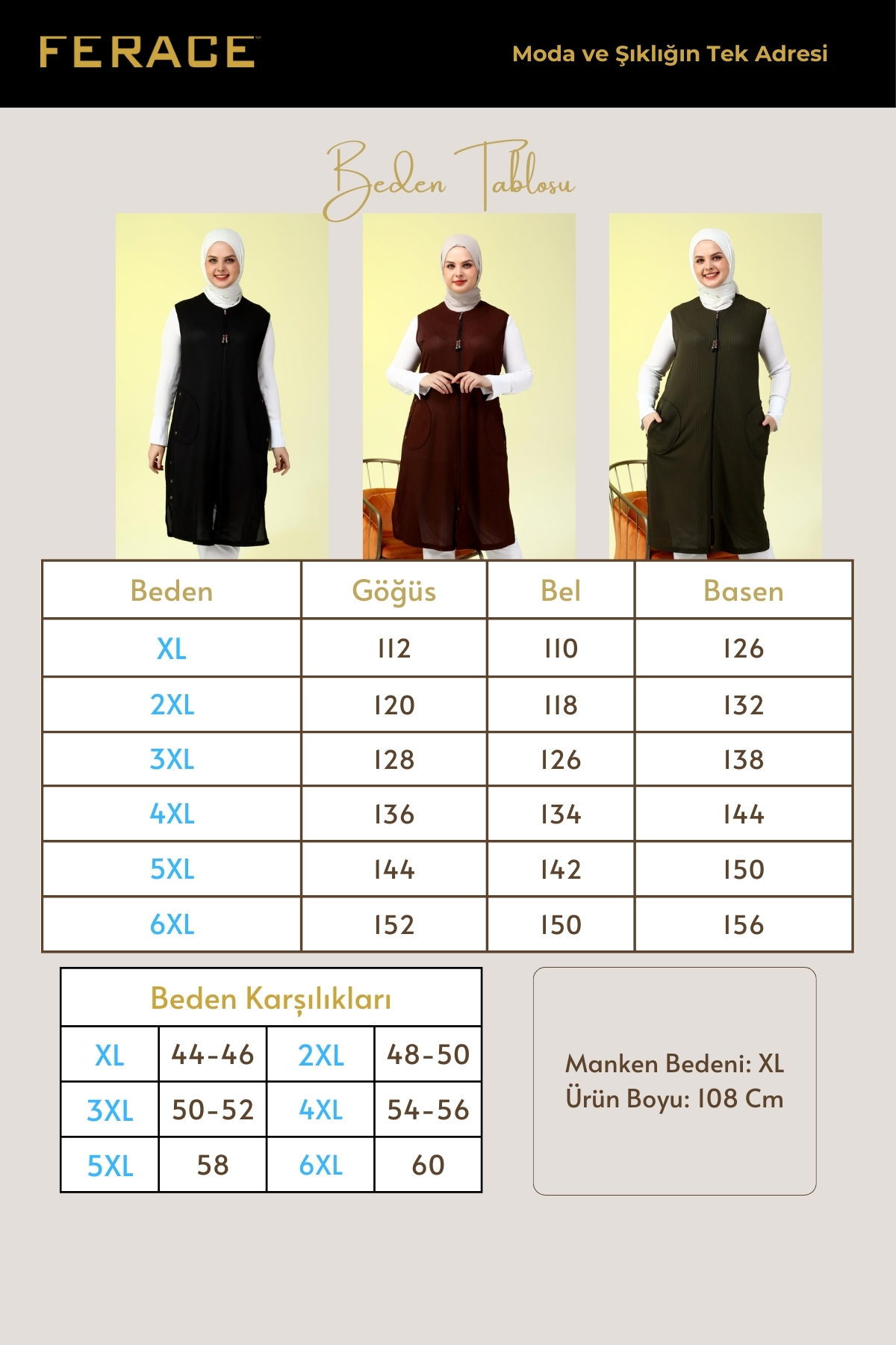 Ferace Kadin Buyuk Beden Petek Kumaş Cepli Fermuarlı Düğmeli Yelek