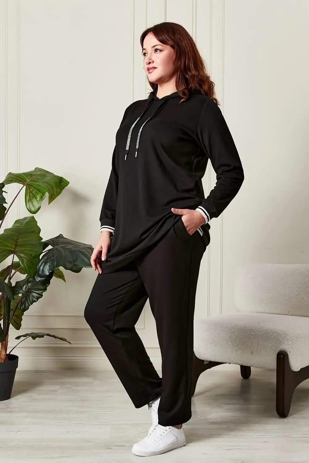 Kadın Büyük Beden Ribanalı Takım