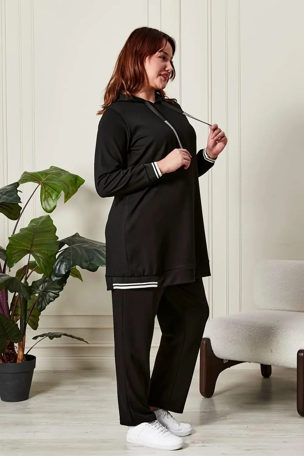 Kadın Büyük Beden Ribanalı Takım