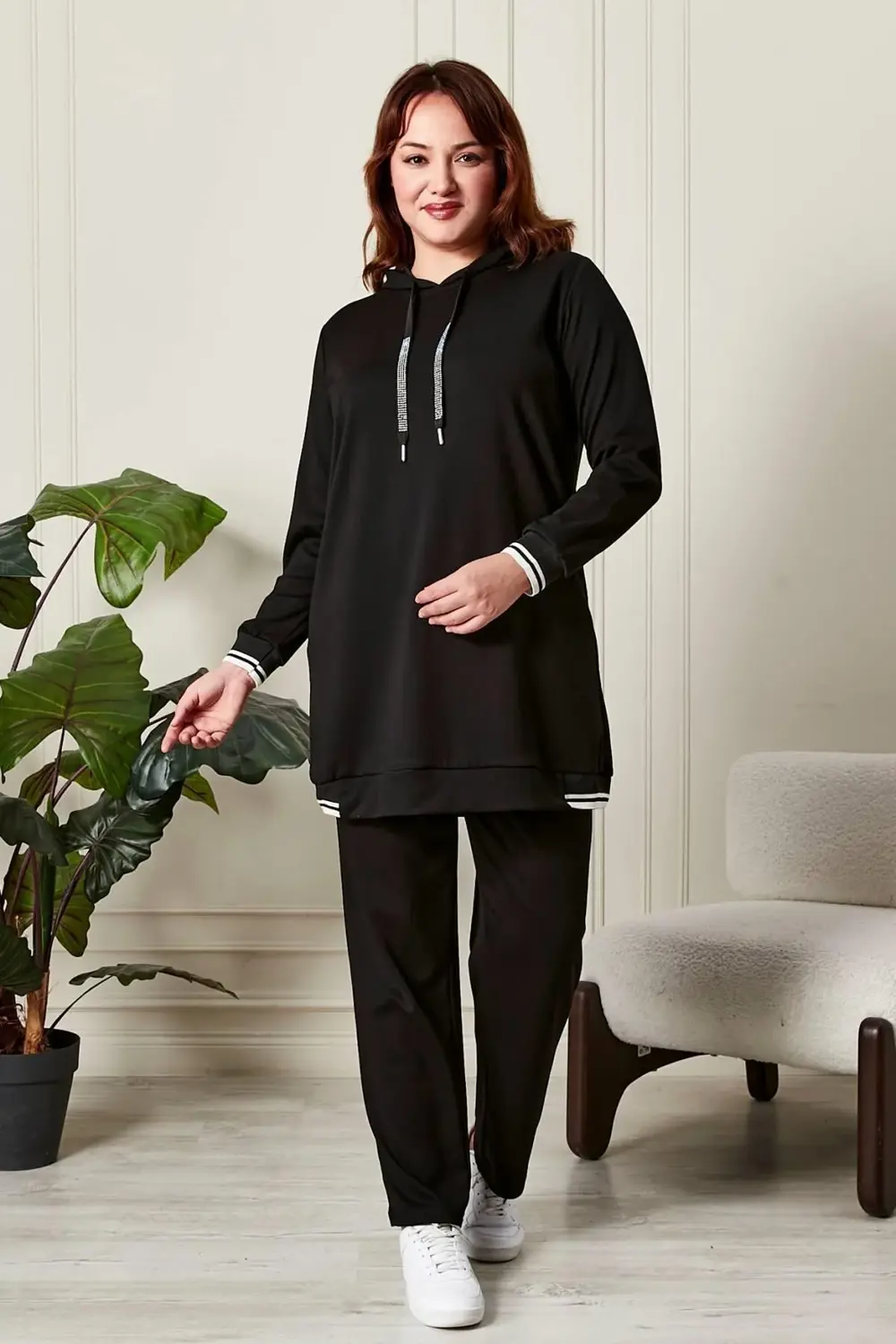 Kadın Büyük Beden Ribanalı Takım