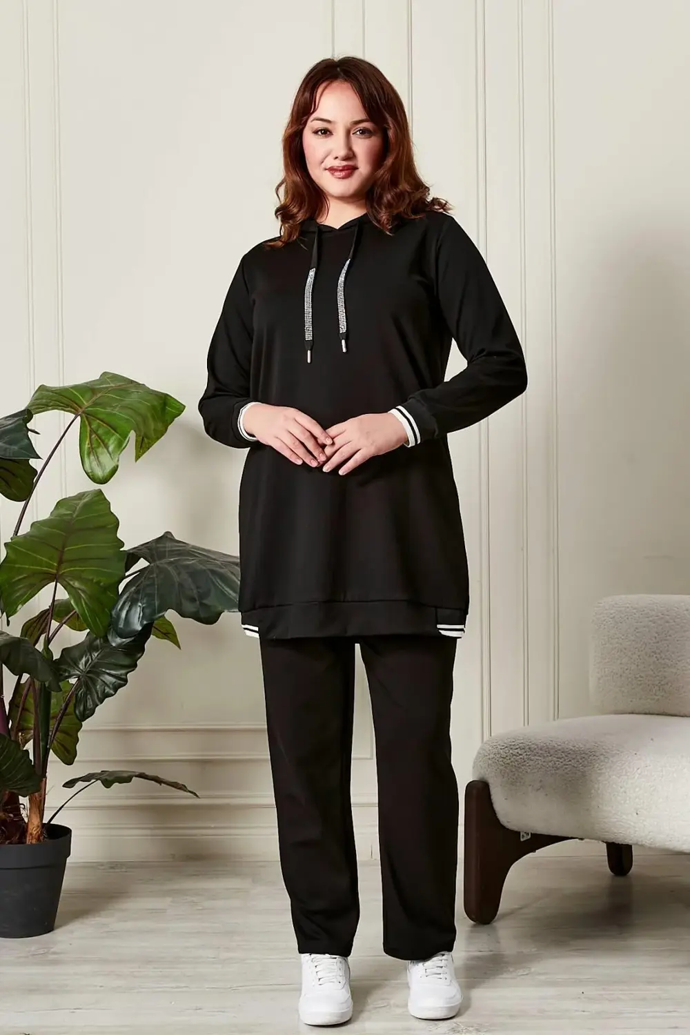 Kadın Büyük Beden Ribanalı Takım